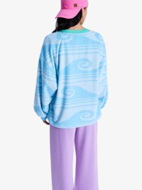 4 Make It Sunny - Oversized terry sweatshirt for Women Blue ERJFT05082 Roxy