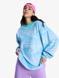 0 Make It Sunny - Oversized terry sweatshirt for Women Blue ERJFT05082 Roxy