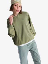 0 Power Of Nature - Oversized Hoody met Rits voor Dames Green ERJFT05084 Roxy