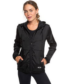 2 On Hold - Water-Resistant Hooded Windbreaker for Women Preto ERJJK03326 Roxy