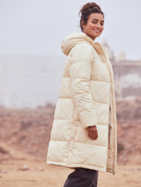 0 Test Of Time - Hooded Puffer Jacket for Women Beige ERJJK03513 Roxy