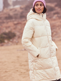 4 Test Of Time - Long Hooded Puffa Jacket for Women Beige ERJJK03513 Roxy