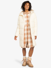 6 Test Of Time - Casaco puffer com capuz para Mulher Beige ERJJK03513 Roxy