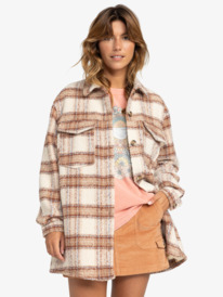 0 Check The Swell IIII - Shacket (Overhemd/Jack) voor Dames Beige ERJJK03615 Roxy