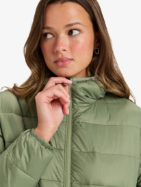 5 Wind Bliss - Hooded Padded Jacket for Women Green ERJJK03618 Roxy