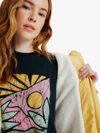 5 Better Weather - Veste longue à capuche pour Femme Jaune ERJJK03634 Roxy