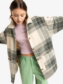 5 Check Me Now - Manteau à carreaux pour Femme Vert ERJJK03647 Roxy