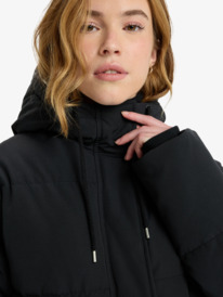 4 Seaside Memories - Mittellange Steppjacke mit Kapuze für Frauen Schwarz ERJJK03666 Roxy