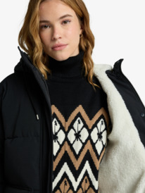 5 Seaside Memories - Mittellange Steppjacke mit Kapuze für Frauen Schwarz ERJJK03666 Roxy