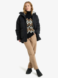 2 Seaside Memories - Mittellange Steppjacke mit Kapuze für Frauen Schwarz ERJJK03666 Roxy
