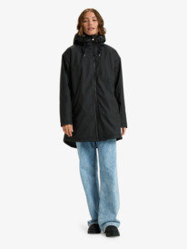 2 Rain Road Polar Zip - Trenka de lluvia para mujer Negro ERJJK03671 Roxy