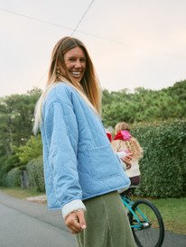 1 Not So Basic - Denim Jack met Sherpa-voering voor Dames Blue ERJJK03675 Roxy