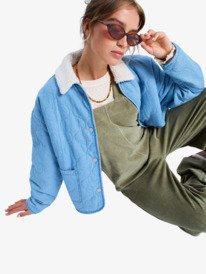 10 Not So Basic - Denim Jack met Sherpa-voering voor Dames Blue ERJJK03675 Roxy
