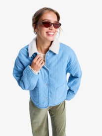 2 Not So Basic - Denim Jack met Sherpa-voering voor Dames Blue ERJJK03675 Roxy
