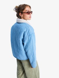 3 Not So Basic - Denim Jack met Sherpa-voering voor Dames Blue ERJJK03675 Roxy