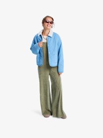 6 Not So Basic - Denim Jack met Sherpa-voering voor Dames Blue ERJJK03675 Roxy