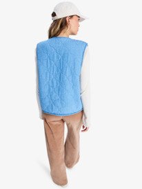4 Simply Lucky - Dubbelzijdig kort denim jack met sherpavoering voor Dames Blue ERJJK03684 Roxy