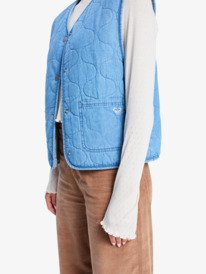 2 Simply Lucky - Dubbelzijdig kort denim jack met sherpavoering voor Dames Blue ERJJK03684 Roxy