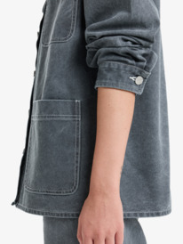 5 Chloe Kim Pop Stitch - Oversized shacket met relaxed fit voor Dames Black ERJJK03686 Roxy