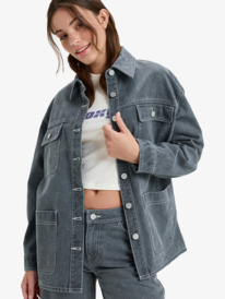 0 Chloe Kim Pop Stitch - Oversized shacket met relaxed fit voor Dames Black ERJJK03686 Roxy
