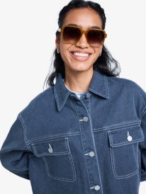 2 Chloe Kim Pop Stitch - Oversized shacket met relaxed fit voor Dames Black ERJJK03686 Roxy
