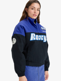 6 Chloe Kim Moto - Blouson bomber décontracté style moto pour Femme Noir ERJJK03688 Roxy