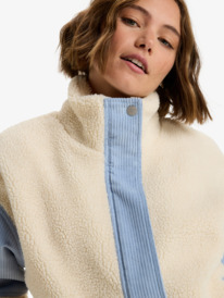 4 Wrap It Up Cord - Sherpa Oversized Jacket With Corduroy Block for Women Beige ERJJK03689 Roxy