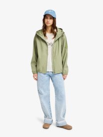 2 Wait For Me Light - Trenka para lluvia con Capucha  para mujer Verde ERJJK03706 Roxy