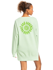 6 Meeting Up - Robe sweat oversize pour Femme Vert ERJKD03406 Roxy