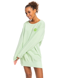 0 Meeting Up - Robe sweat oversize pour Femme Vert ERJKD03406 Roxy