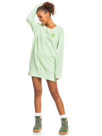 5 Meeting Up - Robe sweat oversize pour Femme Vert ERJKD03406 Roxy