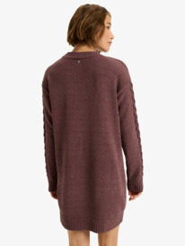 8 Missing The Waves - Long Sleeve Cable Knit Mini Sweater Dress for Women Red ERJKD03534 Roxy