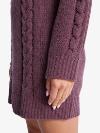 1 Missing The Waves - Long Sleeve Cable Knit Mini Sweater Dress for Women Red ERJKD03534 Roxy