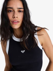 2 Iconic Days - Robe sans manches en maille c&ocirc;tel&eacute;e pour Femme Noir ERJKD03547 Roxy