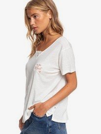 1 Beach Summer Party - Haut manches courtes col V pour Femme Blanc ERJKT03698 Roxy