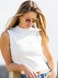 0 Spring Muse - Rippstrick Top mit Stehkragen für Frauen Weiss ERJKT03763 Roxy