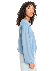 1 Loungin Around - Fleece Long Sleeve Top for Women Blue ERJKT03937 Roxy