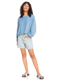 4 Loungin Around - Fleece Long Sleeve Top for Women Blue ERJKT03937 Roxy