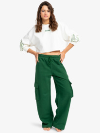 3 Kelia - Cropped Oversized Long Sleeve T-Shirt for Women White ERJKT04131 Roxy