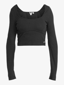 5 Pretty Please - Langärmliges Crop Top für Frauen Schwarz ERJKT04211 Roxy