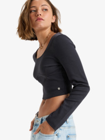 1 Pretty Please - Langärmliges Crop Top für Frauen Schwarz ERJKT04211 Roxy