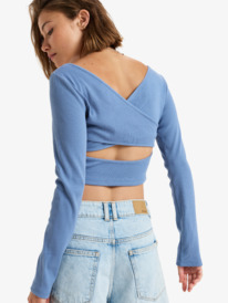 4 Good Keepsake - Long Sleeves Cropped Top for Women Blue ERJKT04213 Roxy