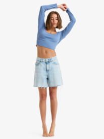 3 Good Keepsake - Langärmliges Crop Top für Frauen Blau ERJKT04213 Roxy