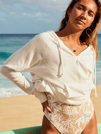 0 Destination Surf - Sweatshirt com capuz para Mulher Branco ERJKT04221 Roxy