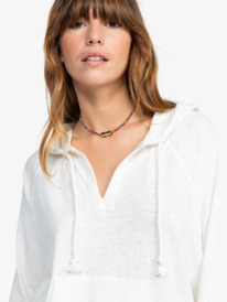 6 Destination Surf - Sweatshirt com capuz para Mulher Branco ERJKT04221 Roxy