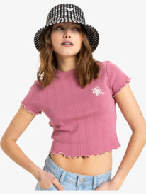 0 Pointelle - Short Sleeves T-Shirt for Women Pink ERJKT04271 Roxy