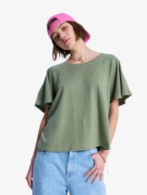 0 Time For Palm Tree - Short Sleeves T-Shirt for Women Green ERJKT04275 Roxy