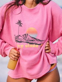 0 Eastside Midweight - Rundhals-Top mit Vintage-Waschung für Frauen Rosa ERJKT04322 Roxy