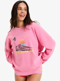 3 Eastside Midweight - Rundhals-Top mit Vintage-Waschung für Frauen Rosa ERJKT04322 Roxy
