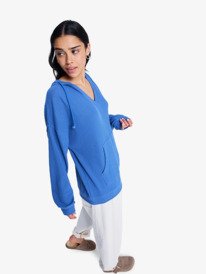 1 Ocean Drive - Oversized Knit Hoodie for Women Blue ERJKT04323 Roxy